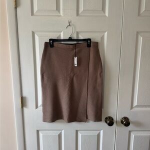 Milano Taupe Midi Skirt with Front Panel